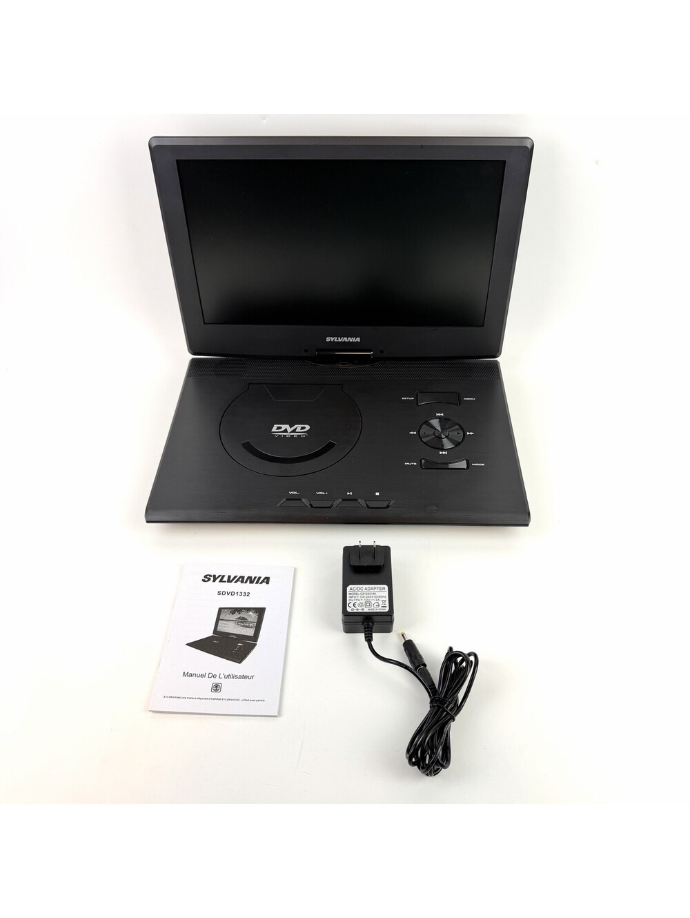 Sylvania SDVD1332 13.3" Portable DVD Player Swivel Screen Tested - No Remote